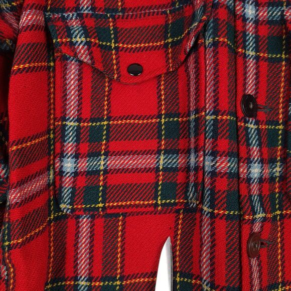 Vintage Pendleton Heavy Wool Shirt Jacket Mens Medium Red Tartan Plaid Relaxed - Picture 4 of 16